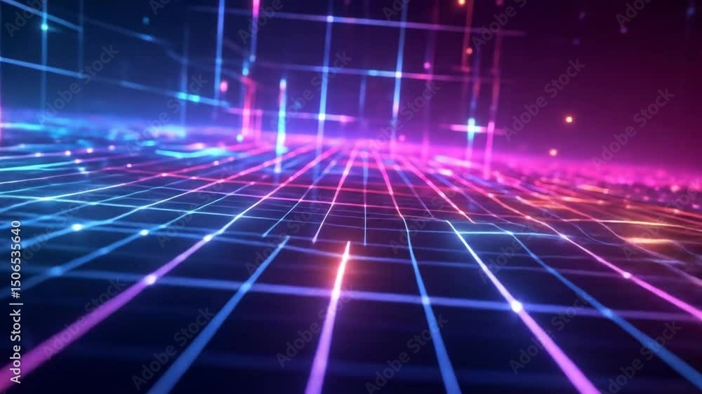 Poster abstract futuristic neon grid pattern background