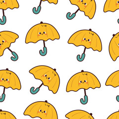 cute seamless pattern cartoon yellow umbrella character for wallpaper and background