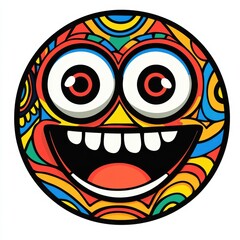 Obraz premium Colorful Smiling Face Illustration with Vibrant Pattern Design