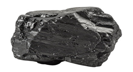 Isolated Shiny Black Coal Mineral Against Transparent Background Photo