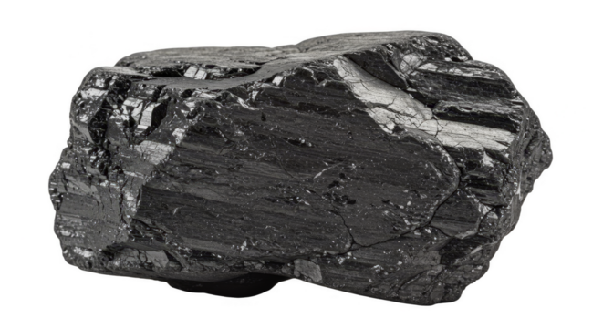 Isolated Shiny Black Coal Mineral Against Transparent Background Photo