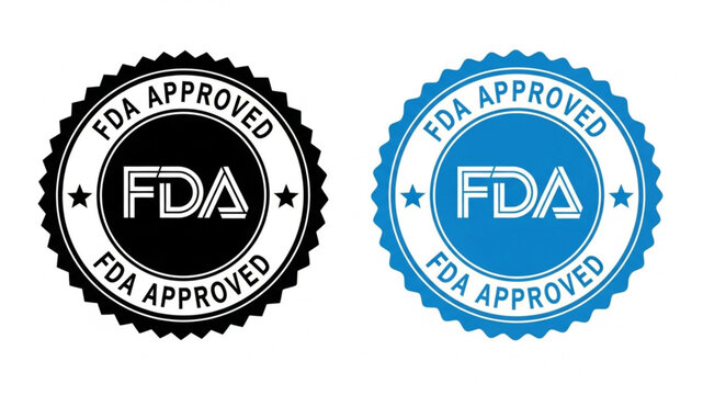 FDA Approved Seal - Black and Blue FDA Approval Stamp for Pharmaceutical, Medical, Food and Product Marketing