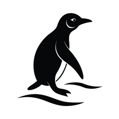 Fototapeta premium Penguin Waddling Ice Vector Silhouette