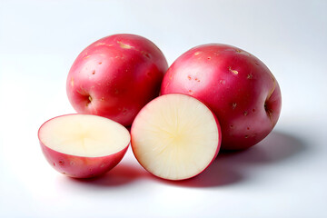 Raw Red Potatoes Isolated on White Background