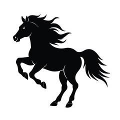 Obraz premium Wild Stallion Galloping Vector Silhouette