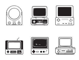 game console line art simple modern design for stock vectors