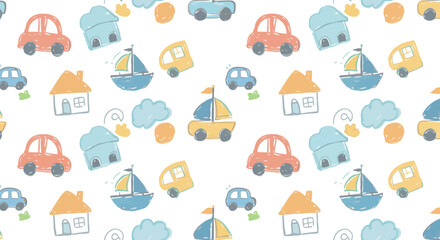 Playful Transportation & Home Pattern