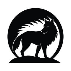 Obraz premium Wolf Dawn Vector Silhouette