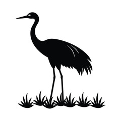 Crane Field Vector Silhouette
