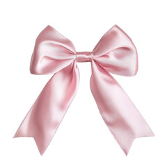 Delicate pink bow with smooth ribbon isolated on a clean Transparent background for crafting or decoration purposes, pink bow with ribbon isolated on PNG background