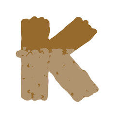 Rustic western-style letter K with desert cowboy texture and brown earthy vector design