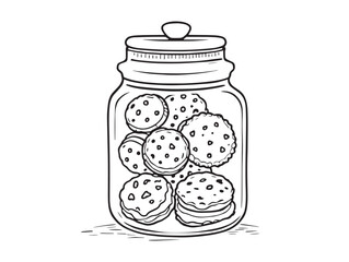 hand drawn cookie jar line art illustration design