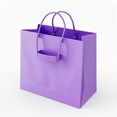 A purple shopping bag with handles, designed for carrying items. on white background