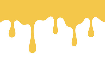 Melted cheese. Cheese splash, vector illustration, flat design. Yellow streaks with drops. Food and drinks, an element for decoration, design, labels with a place for text. A web page header separator