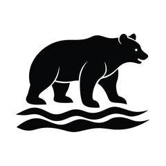 Obraz premium Grizzly Bear Standing Vector Silhouette