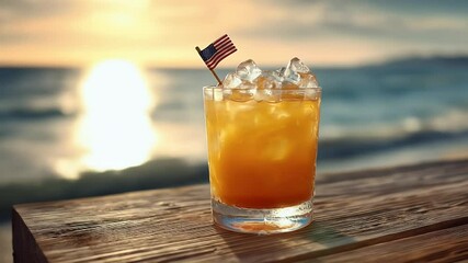 American flag cocktail on beach deck - Powered by Adobe