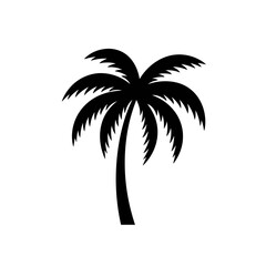 Obraz premium Abstract Palm Tree Silhouette Minimalist Exaggerated Foliage Design Contemporary Graphic Art