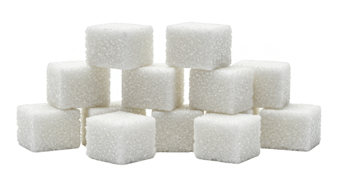Isolated Sugar Cubes Stacked On Transparent Background Photo