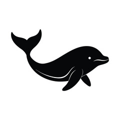 Obraz premium Beluga Whale Swimming Vector Silhouette