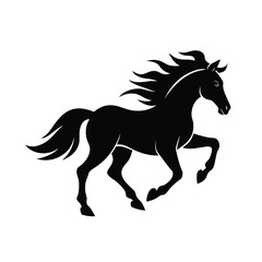 Obraz premium Horse Galloping Field Vector Silhouette