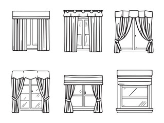 Minimalist curtains line art vector for creative home decor ideas