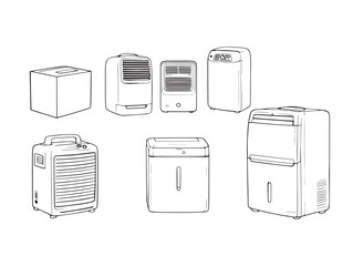 Minimalist dehumidifier line art icon for modern use