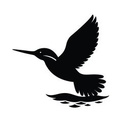 Fototapeta premium Kingfisher Diving Vector Silhouette