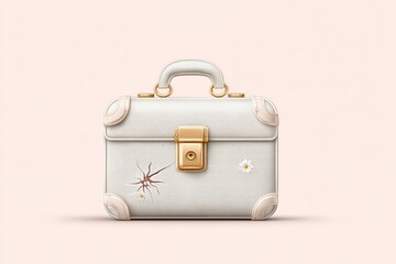 Flat icon of a broken briefcase on a beige tone