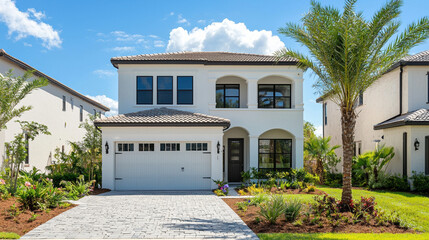 A two-story house, modern white 