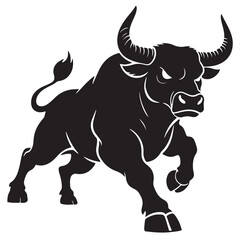 Black and white bull vector illustration isolated on white background