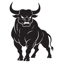 Angry style bull in white backraund