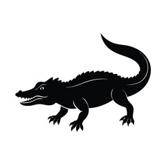 Crawling Crocodile Vector Silhouette