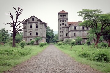 Fototapeta premium a realistic image of closed factories and empty warehouses as symbols of declining GDP