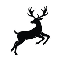 Obraz premium Jumping Deer Vector Silhouette