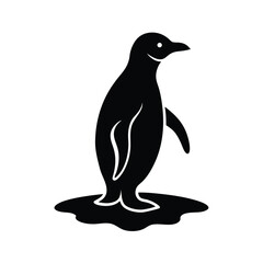 Obraz premium Penguin Waddling Ice Vector Silhouette