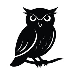 Fototapeta premium Perched Owl Vector Silhouette