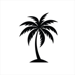 Palm tree silhouettes on a tropical beach under the summer sky
