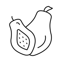 Papaya Fruits Editable Stroke Icons. Healthy Eating, Vegan Food, Diet, Weight Loss, Vegetarian Food Themes Vector Illustration