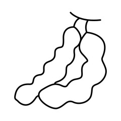 Tamarind Fruits Editable Stroke Icons. Healthy Eating, Vegan Food, Diet, Weight Loss, Vegetarian Food Themes Vector Illustration