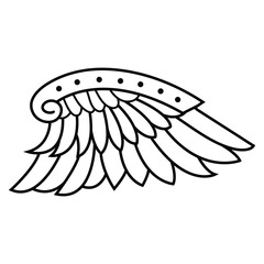Hand Drawn Wing Design Isolated on White background.