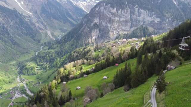 Famous Small village of Gimmelwald in the Swiss mountains, Bernese Oberland, Switzerland, Europe.