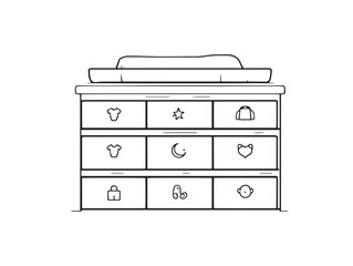 minimalist changing table line art icon for baby nursery decor