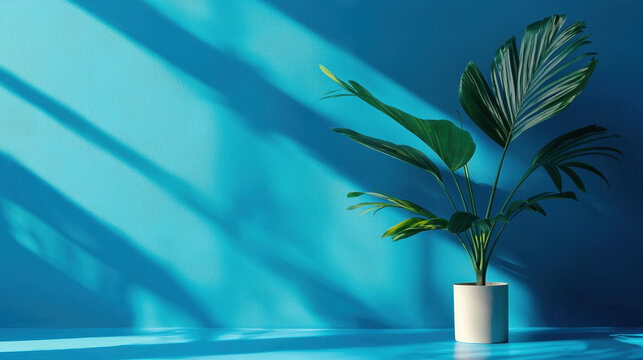 A vibrant blue background