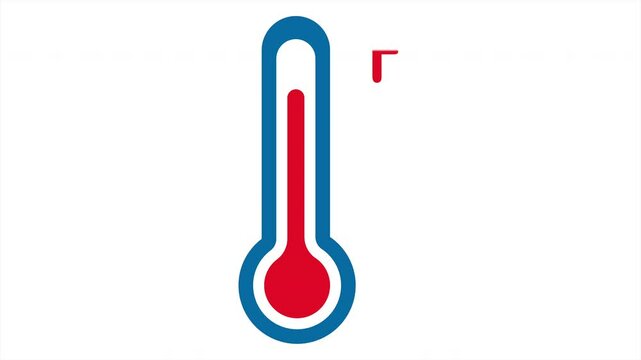 The thermometer shows the temperature in Fahrenheit. Animation for visualization of atmospheric phenomena, temperature or pressure
