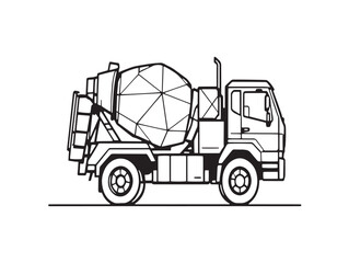Simple clean cement mixer line art vector design concept