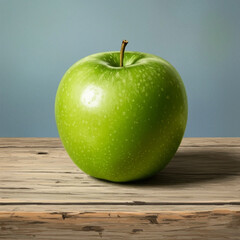 Fresh Green Apple on Wooden Table.