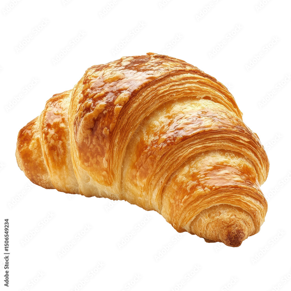 Poster delightful croissant on a clean transparent background showcasing its flaky texture and golden color
