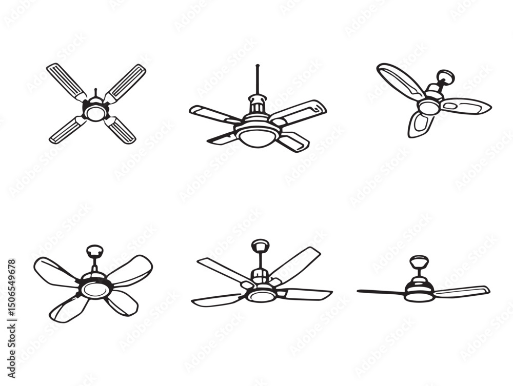 Poster clean ceiling fan line art icon for stock vector use