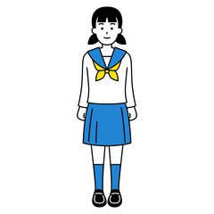 直立する女子学生（全身）