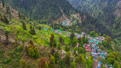 grahan village kasol himachal drone shot
